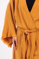 Classic Pamuklu Müslin Kimono Sarı - Görsel 3