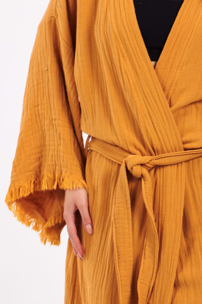 classic-pamuklu-muslin-kimono-sari Classic Pamuklu Müslin Kimono Sarı - Görsel 3