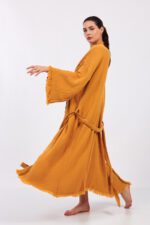 Classic Pamuklu Müslin Kimono Sarı - Görsel 11