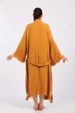 Classic Pamuklu Müslin Kimono Sarı - Görsel 7