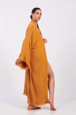 Classic Pamuklu Müslin Kimono Sarı - Görsel 6