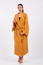 Classic Pamuklu Müslin Kimono Sarı - Görsel 5