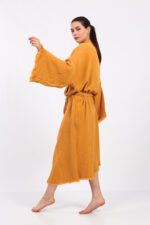 Classic Pamuklu Müslin Kimono Sarı - Görsel 4