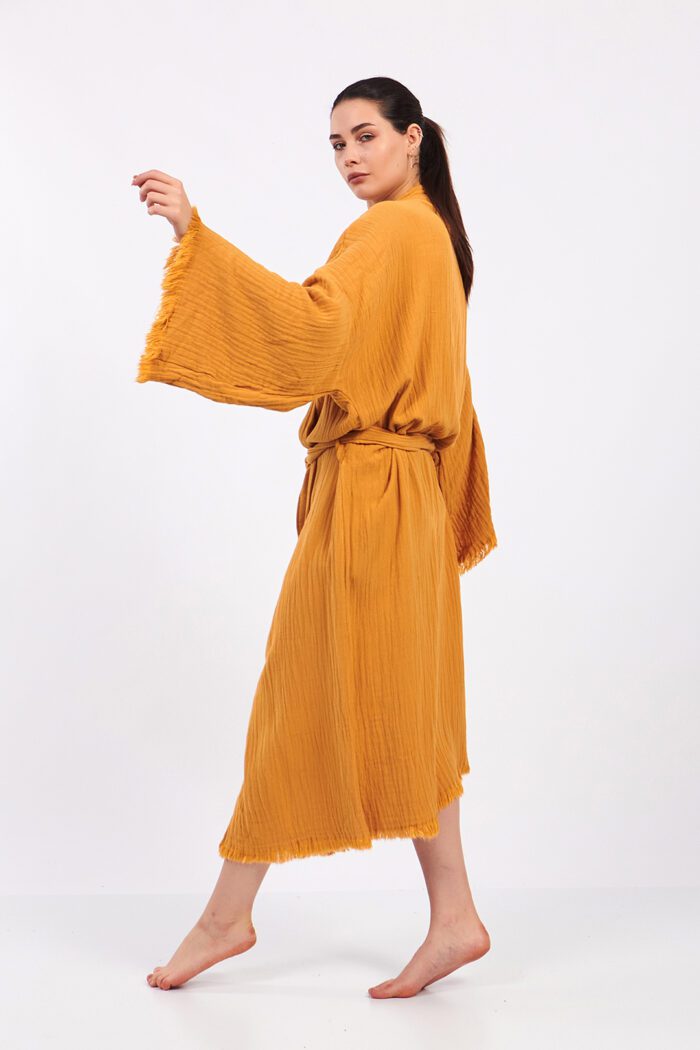classic-pamuklu-muslin-kimono-sari Classic Pamuklu Müslin Kimono Sarı - Görsel 4