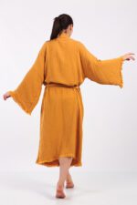 Classic Pamuklu Müslin Kimono Sarı - Görsel 2