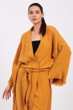 Classic Pamuklu Müslin Kimono Sarı