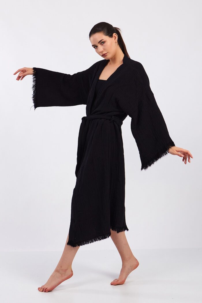 classic-pamuklu-muslin-kimono-siyah Classic Pamuklu Müslin Kimono Siyah - الصورة 4