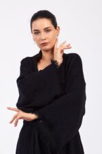 Classic Pamuklu Müslin Kimono Siyah - الصورة 3