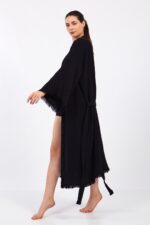 Classic Pamuklu Müslin Kimono Siyah - الصورة 14