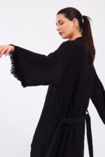 Classic Pamuklu Müslin Kimono Siyah - الصورة 12