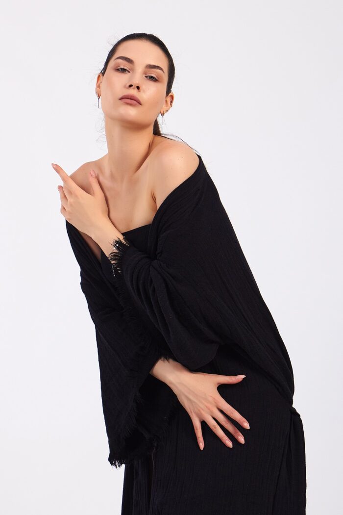 classic-pamuklu-muslin-kimono-siyah Classic Pamuklu Müslin Kimono Siyah - الصورة 9