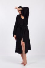 Classic Pamuklu Müslin Kimono Siyah - الصورة 5
