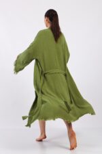 Classic Pamuklu Müslin Kimono Yeşil - الصورة 14