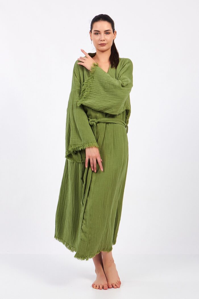 classic-pamuklu-muslin-kimono-yesil Classic Pamuklu Müslin Kimono Yeşil - الصورة 6