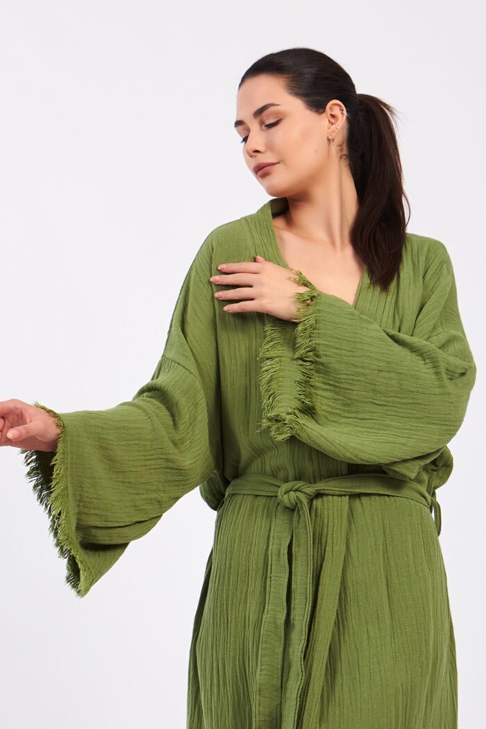 classic-pamuklu-muslin-kimono-yesil Classic Pamuklu Müslin Kimono Yeşil - الصورة 5