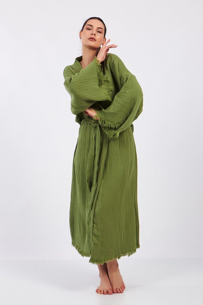 classic-pamuklu-muslin-kimono-yesil Classic Pamuklu Müslin Kimono Yeşil - الصورة 4
