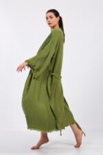 Classic Pamuklu Müslin Kimono Yeşil - الصورة 15