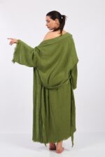 Classic Pamuklu Müslin Kimono Yeşil - الصورة 13
