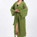 Klassischer Baumwolle Musselin Kimono Grün