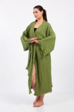 كيمونو قطن موسلين كلاسيكي أخضر