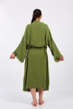 Classic Pamuklu Müslin Kimono Yeşil - الصورة 9
