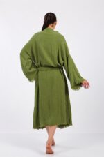 Classic Pamuklu Müslin Kimono Yeşil - الصورة 8