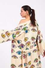 Colorful Eyes TaŠBaskılı Pamuklu Müslin Kimono - Image 2