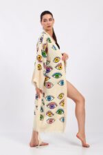 Colorful Eyes TaŠBaskılı Pamuklu Müslin Kimono - Image 8