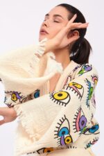 Colorful Eyes TaŠBaskılı Pamuklu Müslin Kimono - Image 3