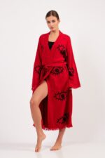 Eye Kırmızı Pamuklu Müslin Kimono