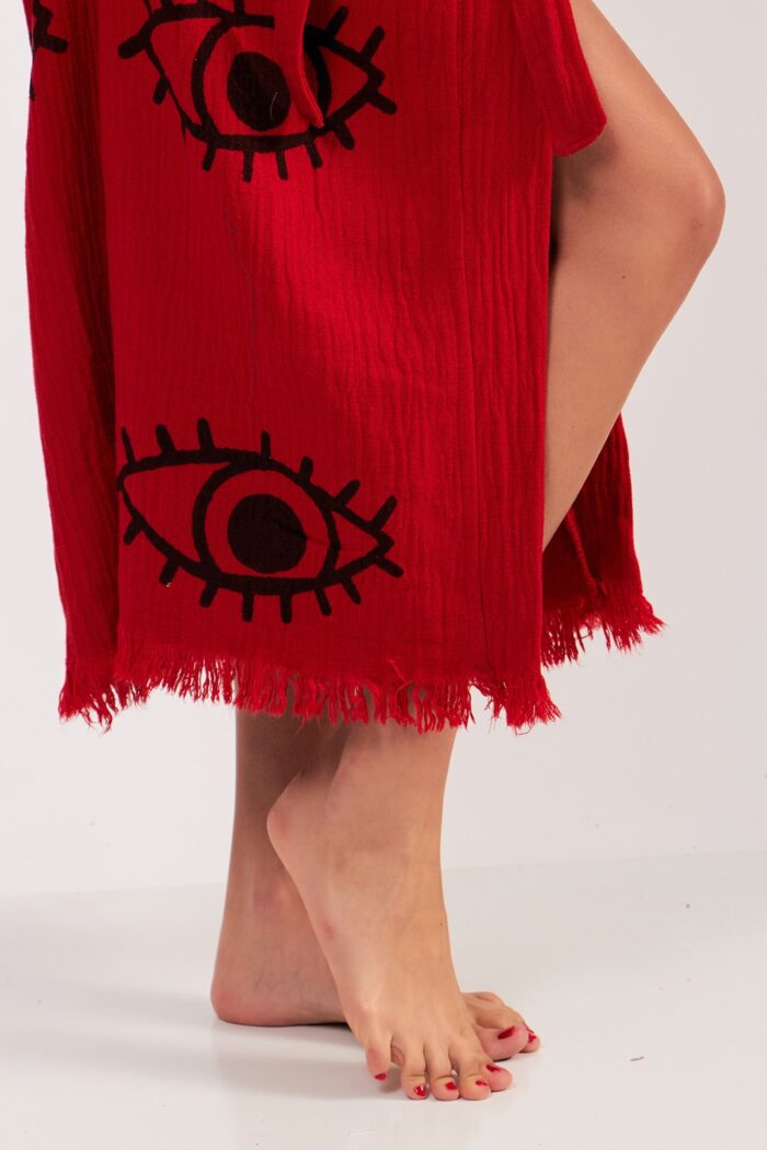 Eye Kırmızı Pamuklu Müslin Kimono - Görsel 6