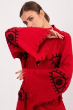 Eye Kırmızı Pamuklu Müslin Kimono - Görsel 5