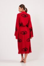 Eye Kırmızı Pamuklu Müslin Kimono - Görsel 4