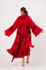 Eye Kırmızı Pamuklu Müslin Kimono - Görsel 3