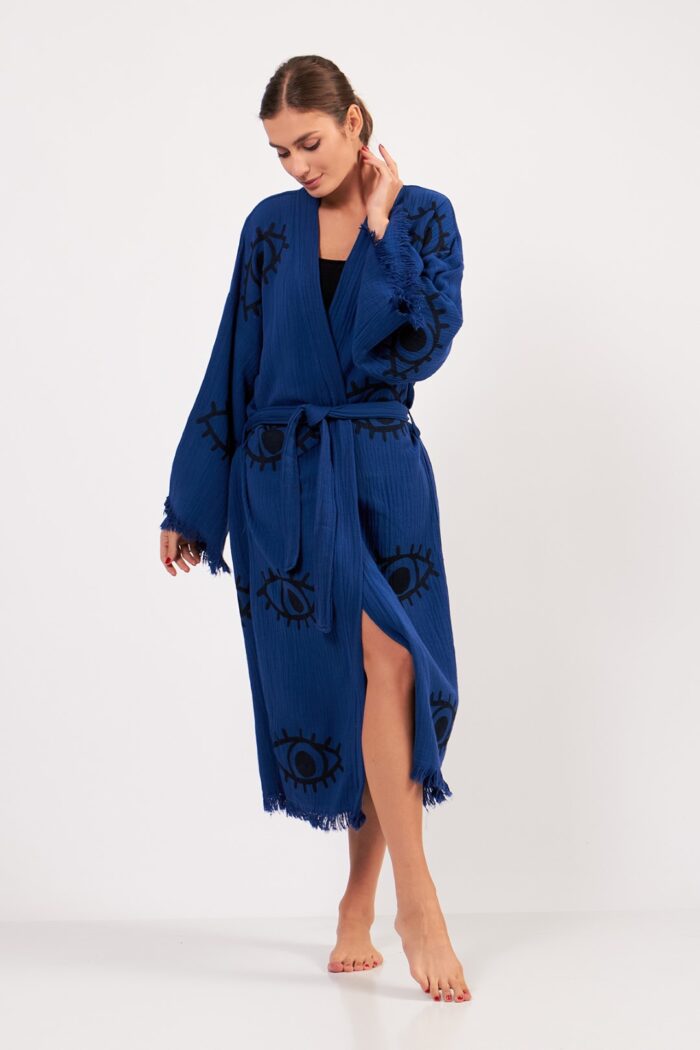eye-parlament-mavi-pamuklu-muslin-kimono Eye Parlament Mavi Pamuklu Müslin Kimono - Görsel 8