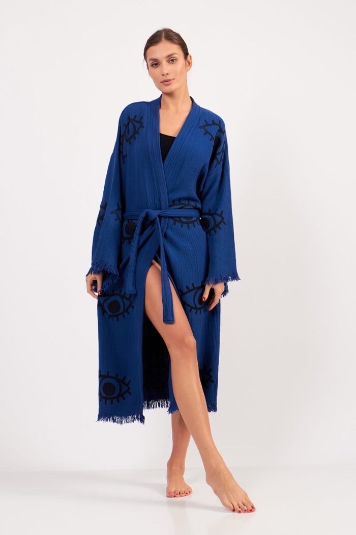 Eye Parlament Blue Cotton Muslin Kimono