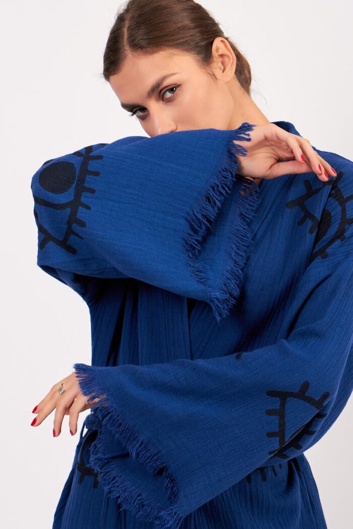 eye-parlament-mavi-pamuklu-muslin-kimono Eye Parlament Mavi Pamuklu Müslin Kimono - Görsel 4