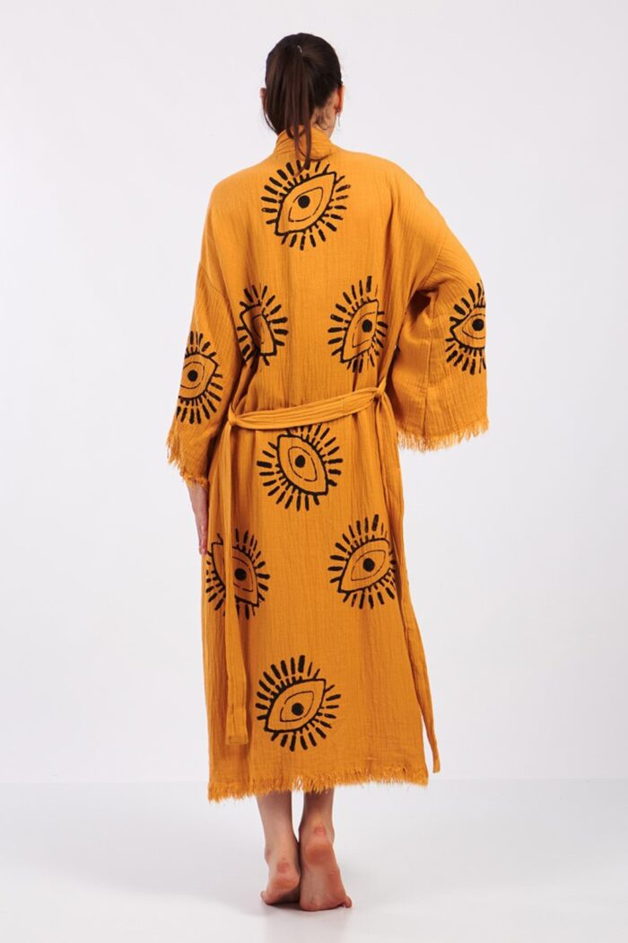 Eye Sarı Pamuklu Müslin Kimono - Image 8