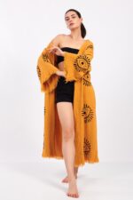 Eye Sarı Pamuklu Müslin Kimono - Image 5