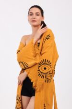 Eye Yellow Cotton Muslin Kimono