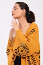 Eye Sarı Pamuklu Müslin Kimono - Image 3