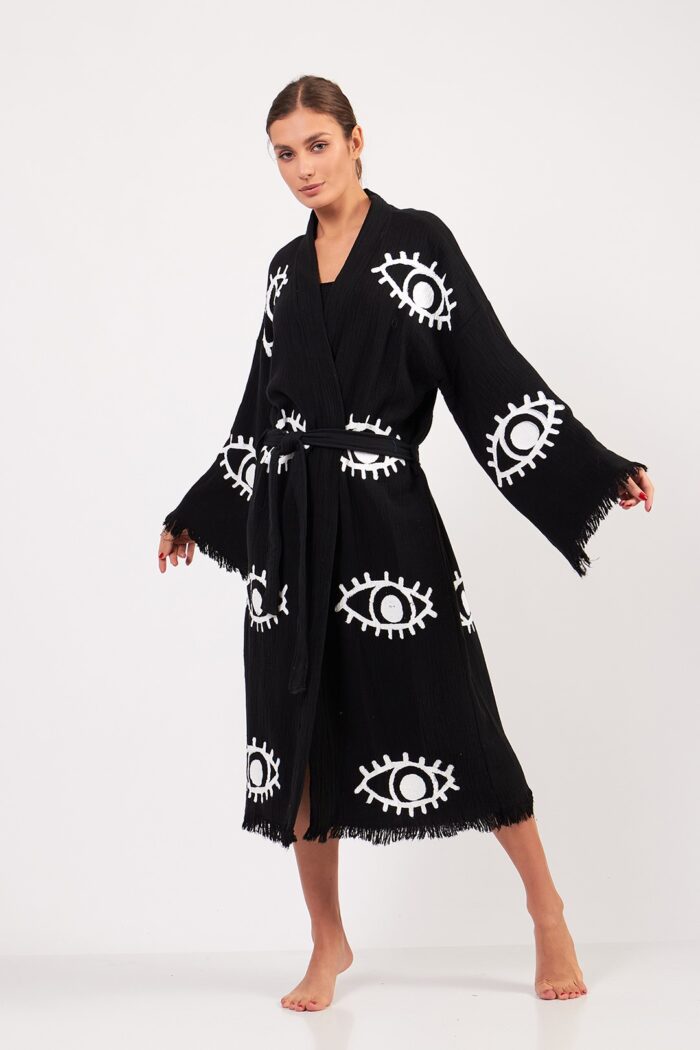 eye-siyah-pamuklu-muslin-kimono Eye Siyah Pamuklu Müslin Kimono - Görsel 11