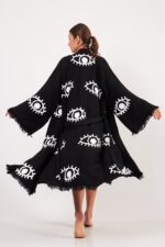 Eye Siyah Pamuklu Müslin Kimono - Görsel 2
