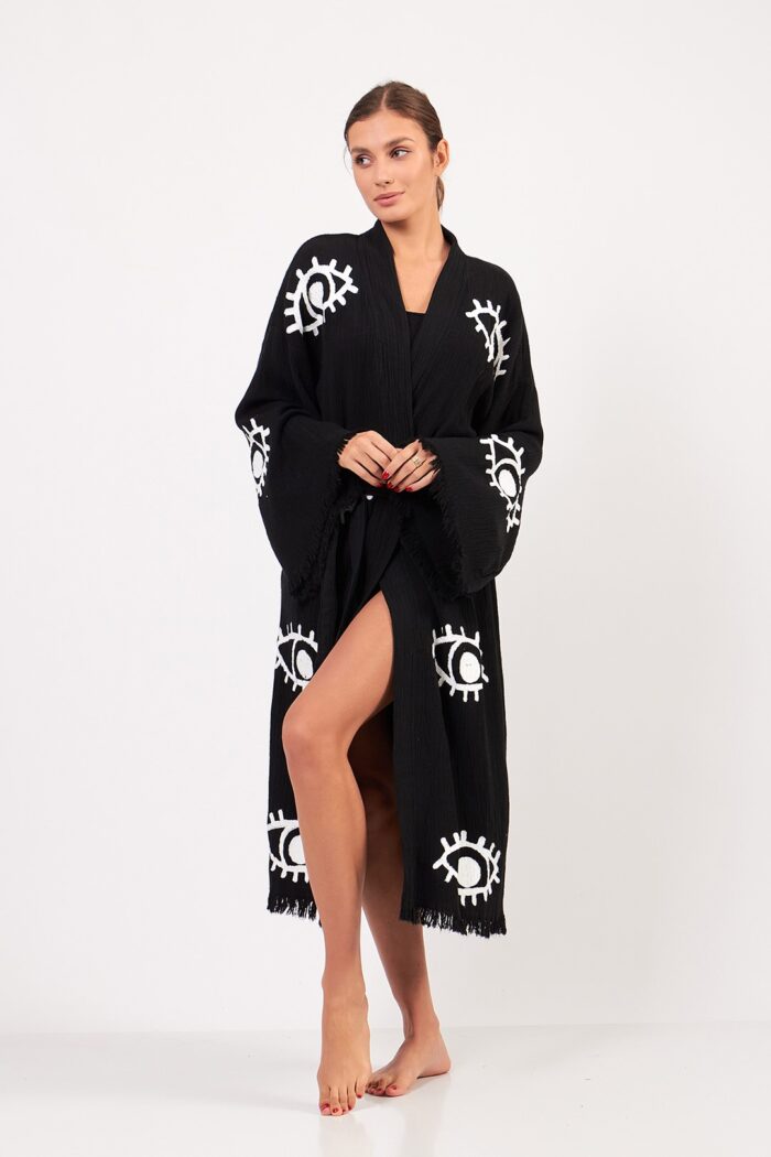 eye-siyah-pamuklu-muslin-kimono Eye Siyah Pamuklu Müslin Kimono - Görsel 8