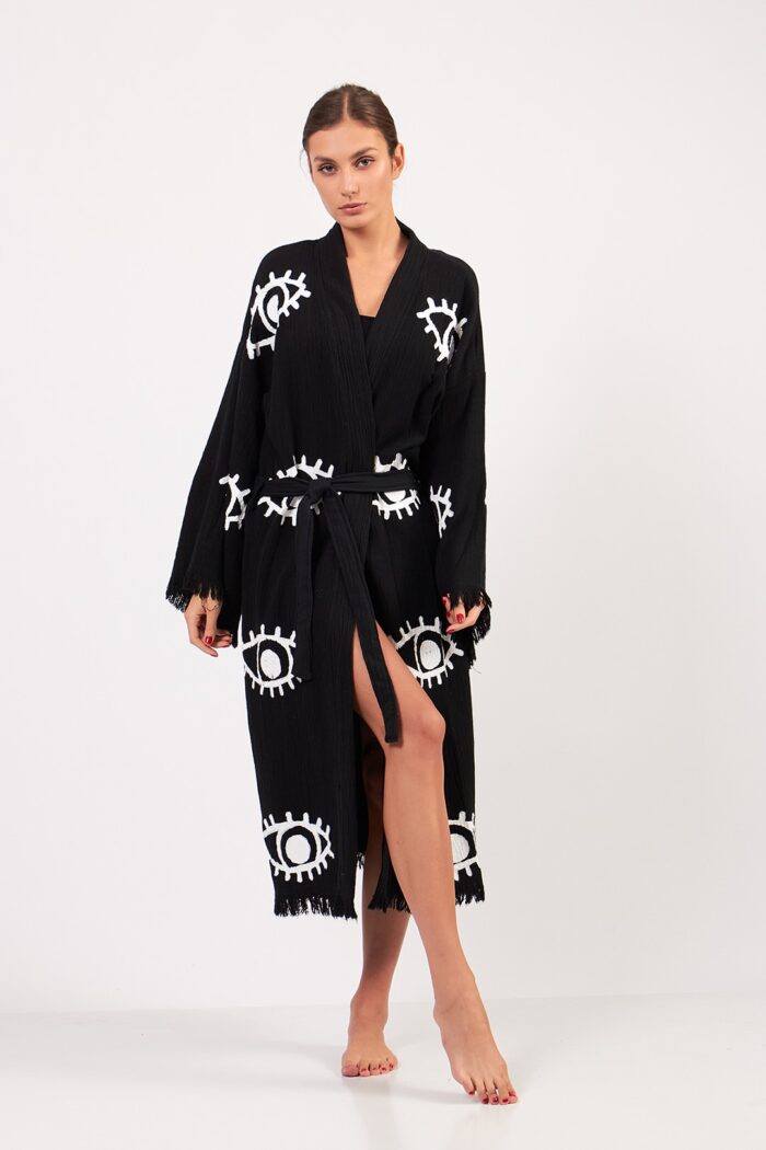 eye-siyah-pamuklu-muslin-kimono Eye Siyah Pamuklu Müslin Kimono - Görsel 12
