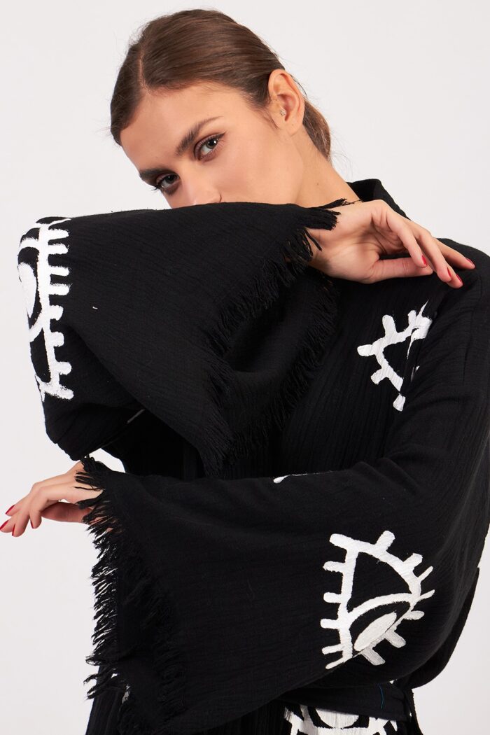 eye-siyah-pamuklu-muslin-kimono Eye Siyah Pamuklu Müslin Kimono - Görsel 4