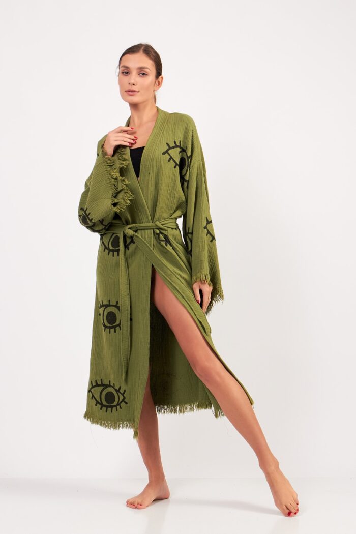 eye-yesil-pamuklu-muslin-kimono Eye Yeşil Pamuklu Müslin Kimono - Görsel 8