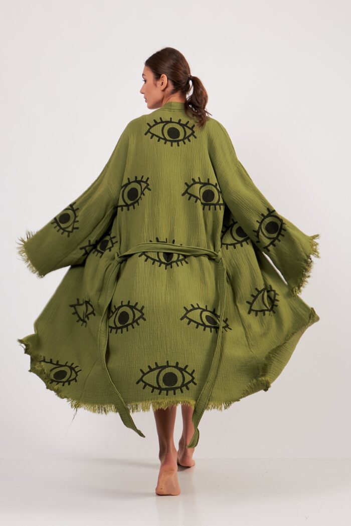 eye-yesil-pamuklu-muslin-kimono Eye Yeşil Pamuklu Müslin Kimono - Görsel 2