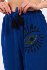 Eyes Pamuklu Müslin Kimono Parlament Mavi Takım - Image 13