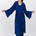 بدلة كيمونو قطن موسلين كيمونو البرلمان أزرق اللون
